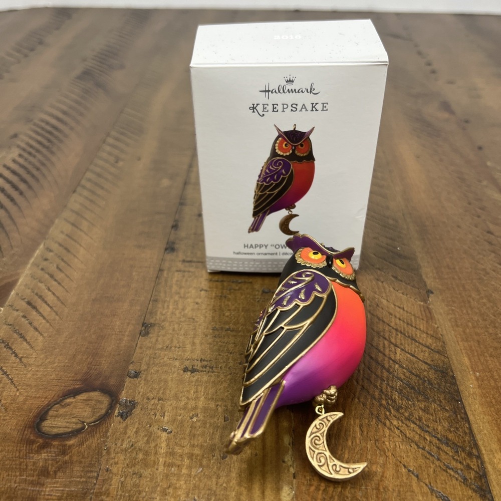 Hallmark Happy "Owl" Oween Crescent Moon Halloween Keepsake Ornament 2016